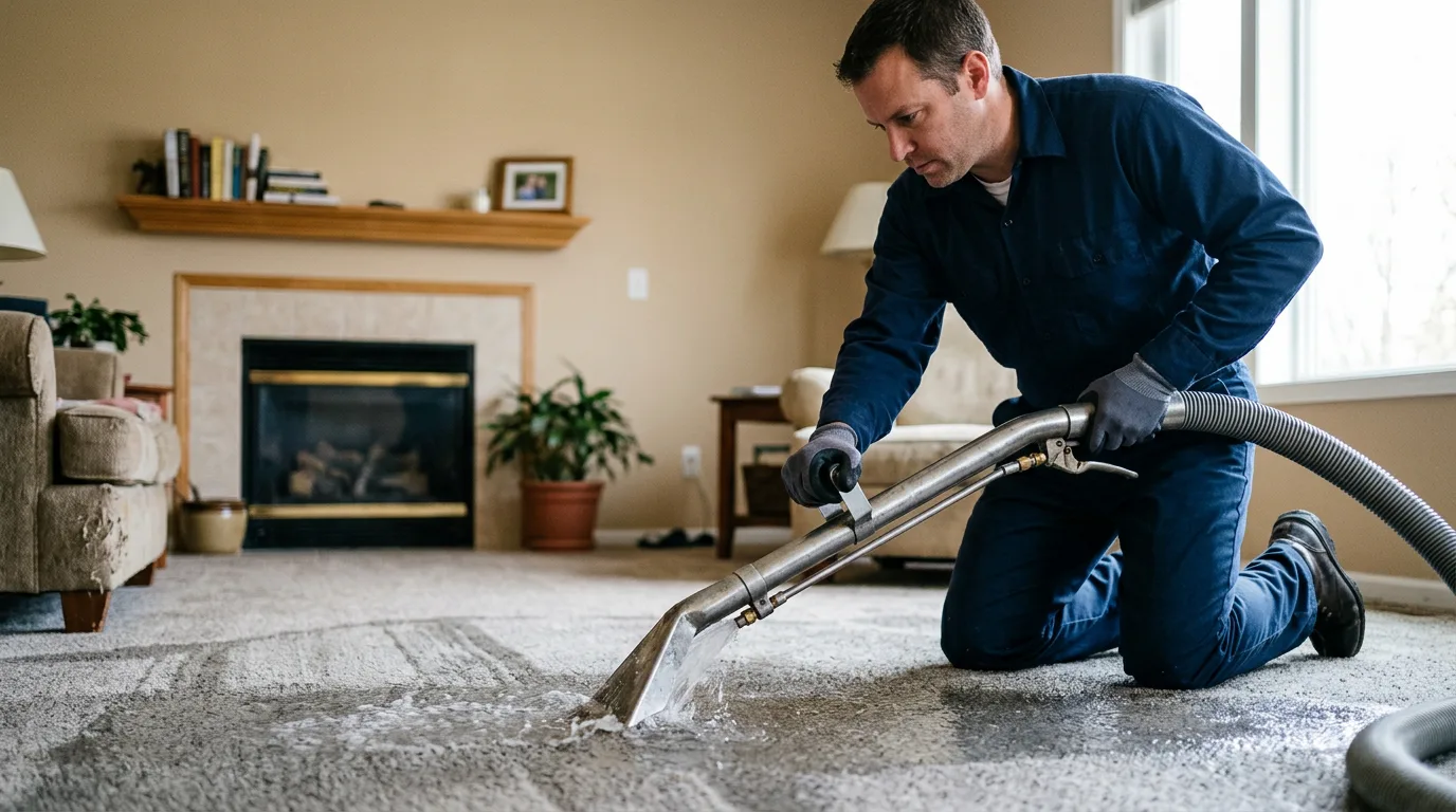 Water damage restoration technician working near Manns Choice, PA